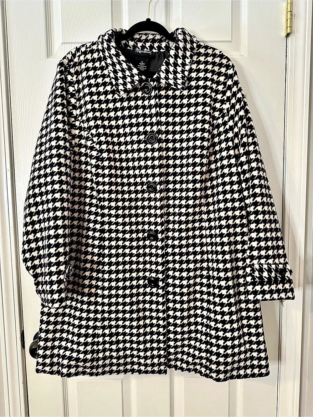 Maggie Barnes Houndstooth Coat Women’s 1X 18/20W Black White NWT